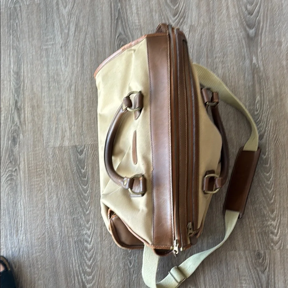 Ghurka Brown and Tan Duffel Bag with Leather Accents - Picture 4 of 7